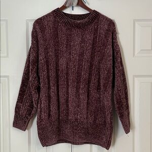 Zenana Outfitters Plush Chenille Crewneck Sweater - Purple